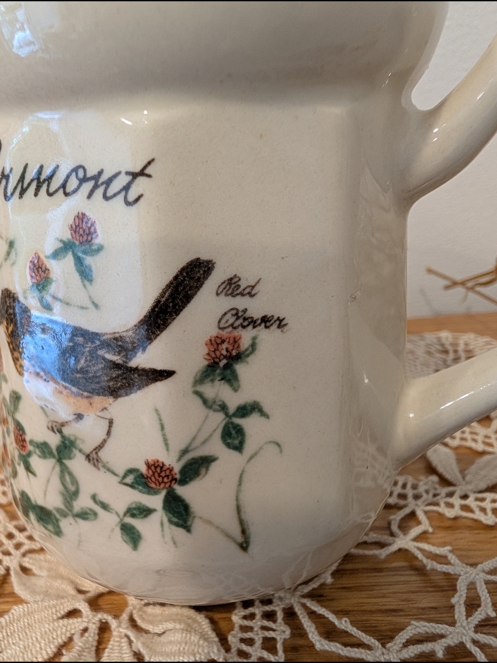 Vintage Vermont Mug – Hermit Thrush & Red Clover Design - Picture 5 of 8